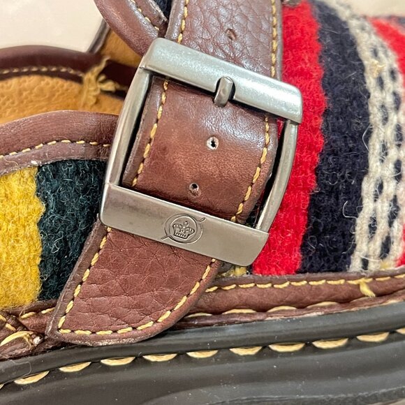 Born Shoes 8 Brown Leather Woven Wool Slip On Western - Picture 10 of 14